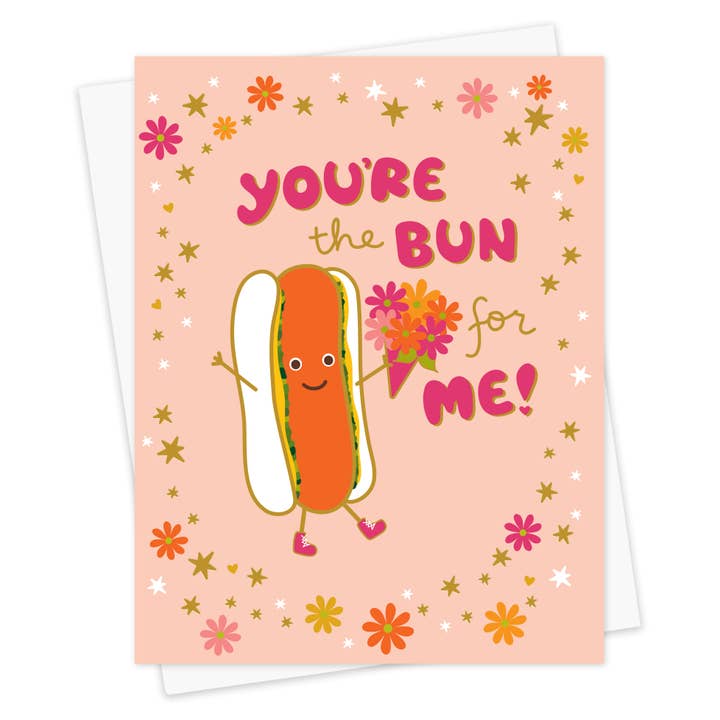 The Bun Foil Stamped Love Card for wholesale by Night Owl Paper Goods