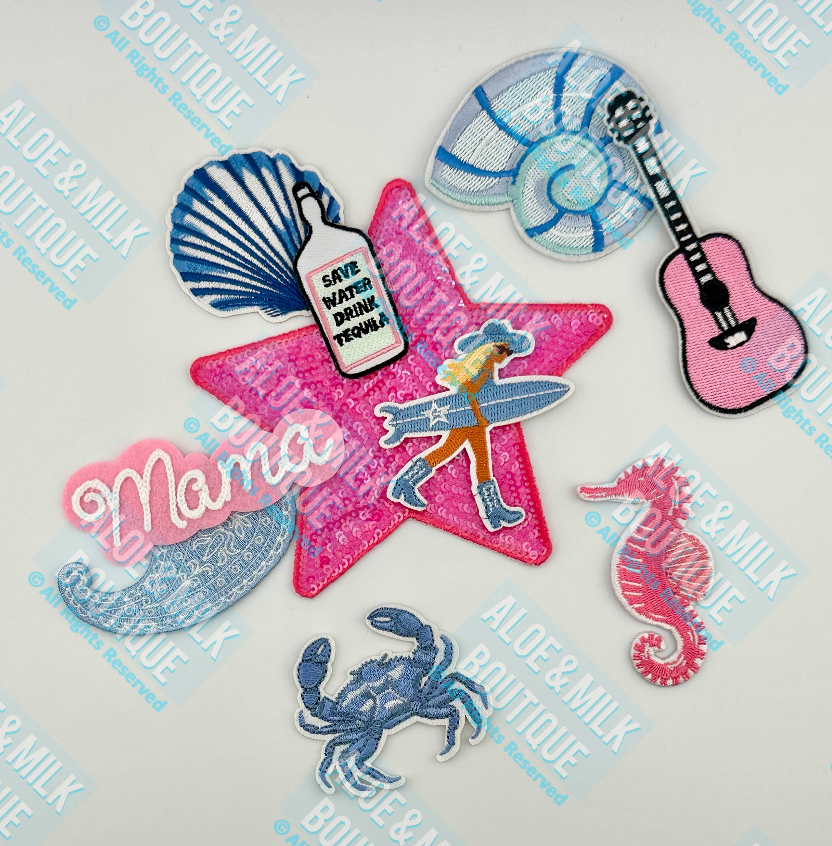 Aloe and Milk Boutique - Wholesale Patch - Surf Girl Patch, Coastal Cowgirl, surfing, beach patches7