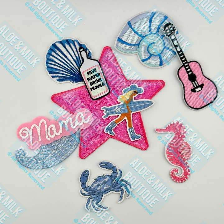 Aloe and Milk Boutique - Wholesale Patch - Surf Girl Patch, Coastal Cowgirl, surfing, beach patches7