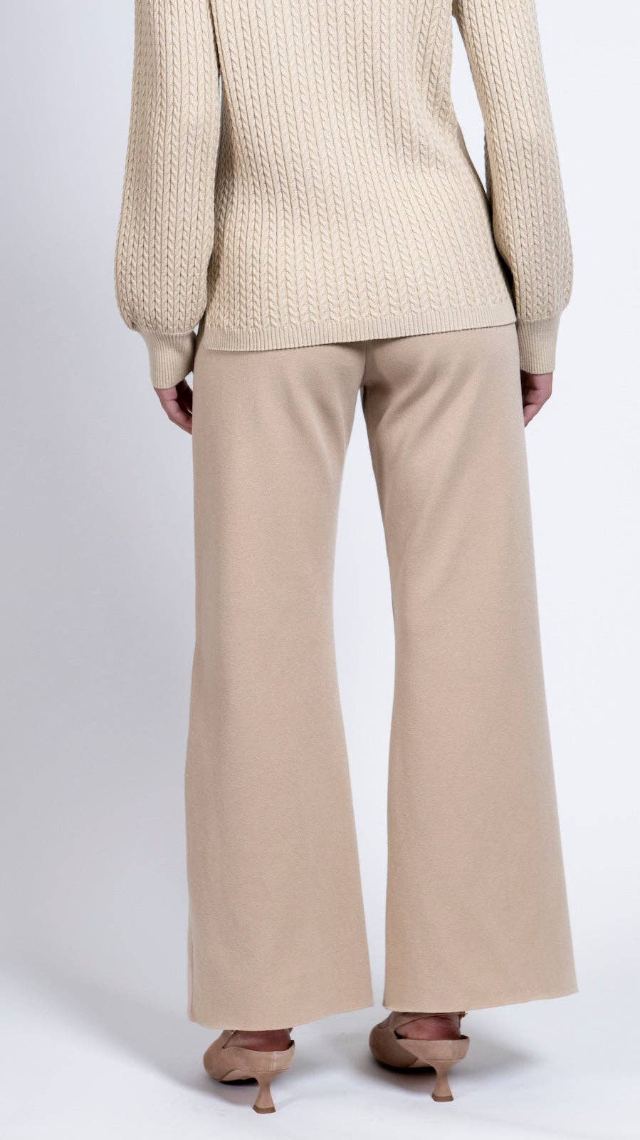 Biana - Wholesale Pants - Women's - Barb Milano-Knit Wide Leg Pants; Warm Beige1