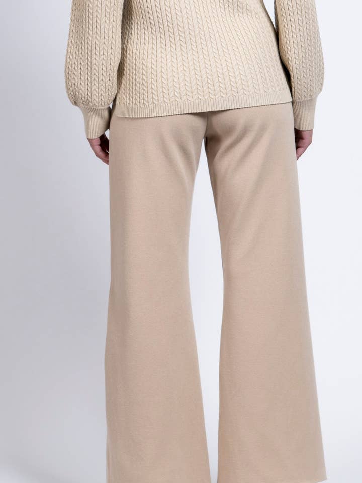 Biana - Wholesale Pants - Women's - Barb Milano-Knit Wide Leg Pants; Warm Beige1
