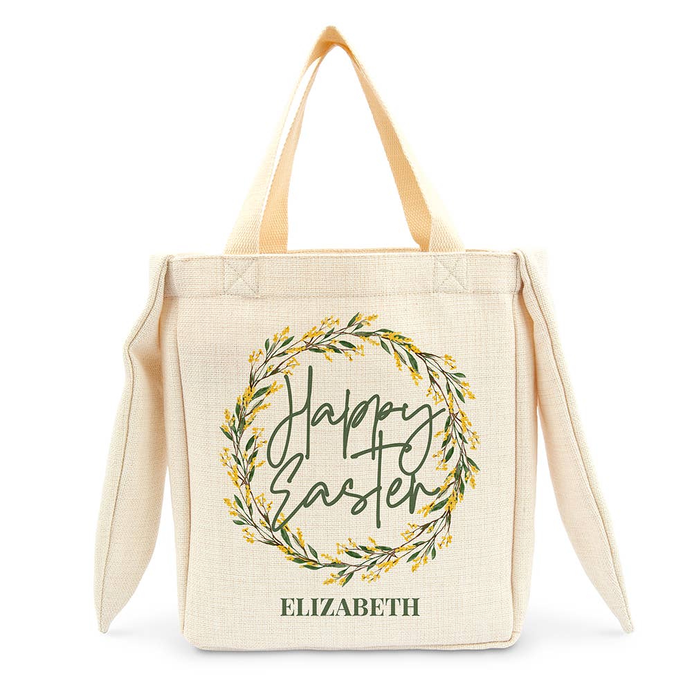 Weddingstar Inc. - Wholesale Tote Bag - Women's - Personalized Fabric Easter Bag With Bunny Ears- Happy Easter0