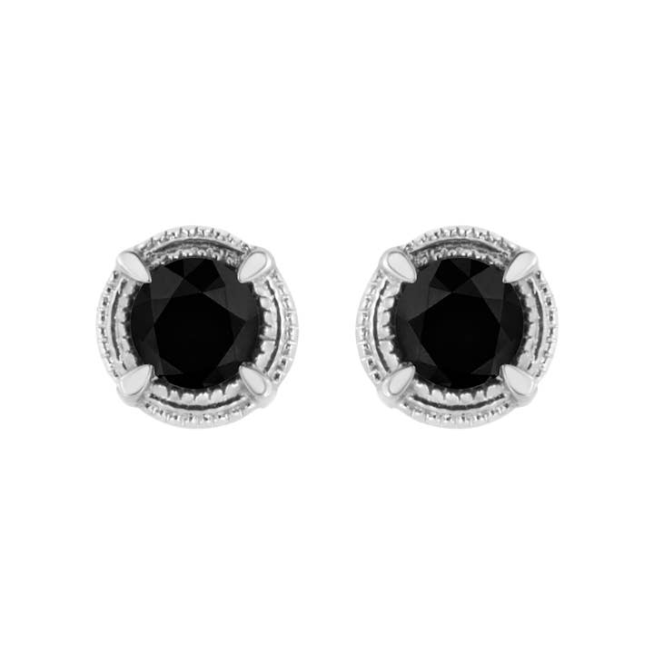 Infinite Jewels - Wholesale Stud/Post Earrings - Sterling Silver 1ct Black Diamond Solitaire Stud Earrings