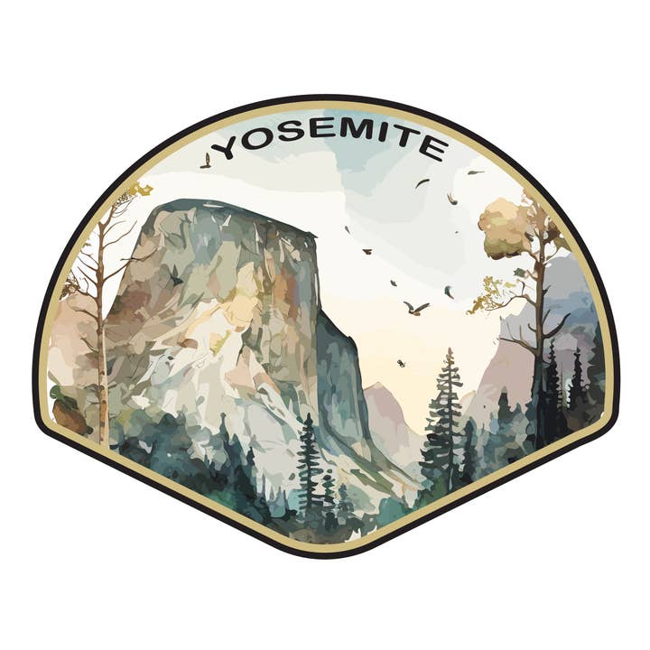 National Park - Yosemite Vinyl Sticker, 3x3 in. for wholesale by Savannah and James Co