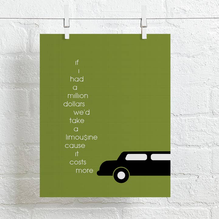 Barenaked Ladies | If I Had A Million Dollars song lyric art for wholesale by Lyrical Artworks