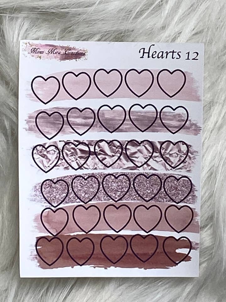 Adesivi funzionali a cuori 12 per la vendita all'ingrosso da parte di Mimi Mira Creations