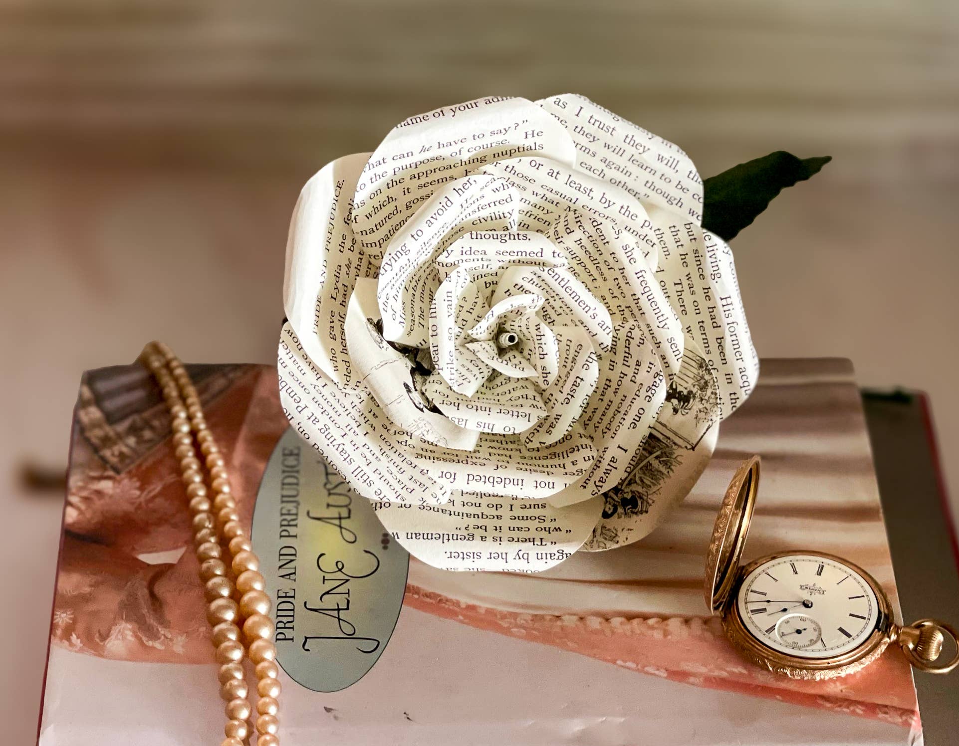 Literary Blooms - Wholesale Artificial Flowers - Pride and Prejudice Paper Rose – Medium (5")4