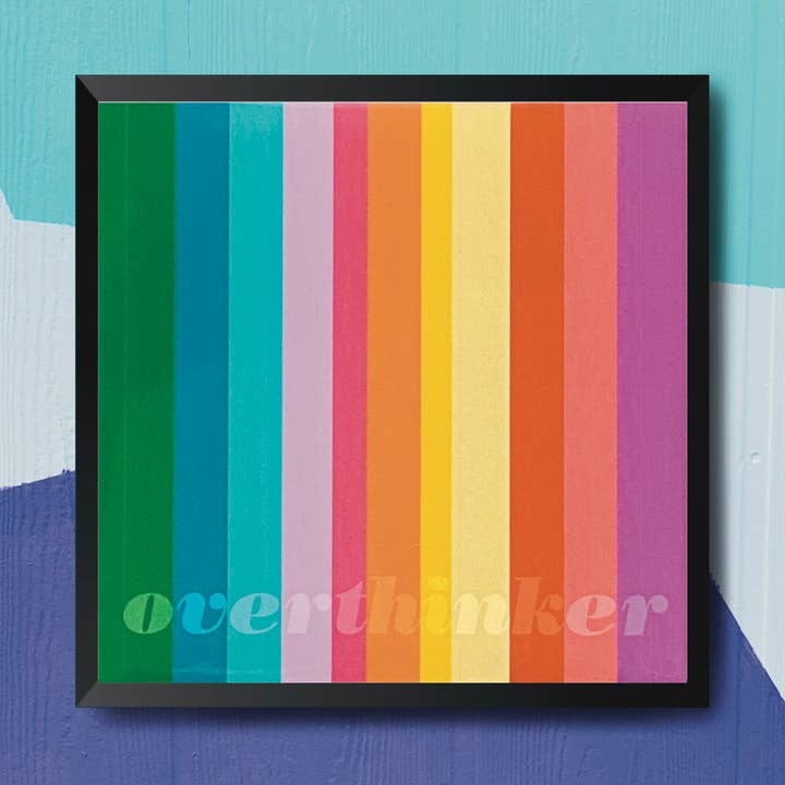 8x8 Overthinker Art Print, Mental Health Art Print, Stripes for wholesale by blonde birdie