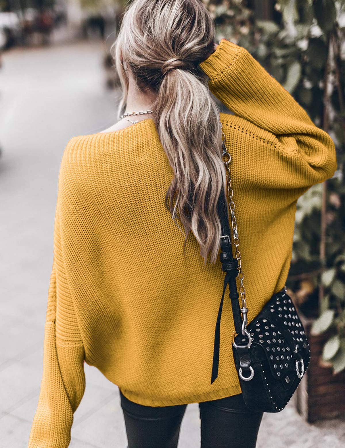 Chicto – Großhandel Strickpullover – Damen – Damen Oversized Pullover Fledermausärmel Stehkragen Jumper Oberteile20