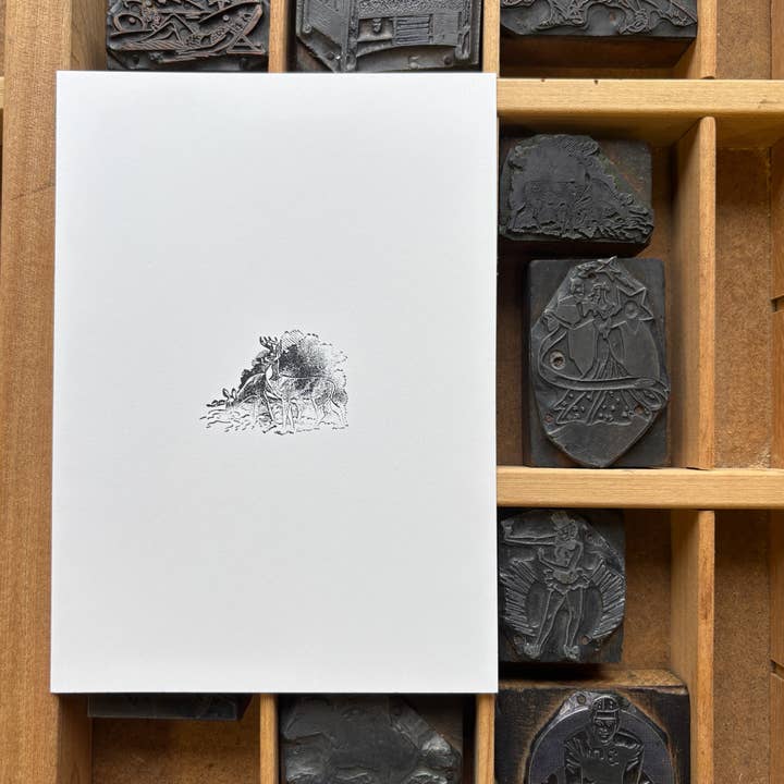 Base Camp Printing Co. - Wholesale Art Print - Deer - Vintage Letterpress Block 5x7 Print1