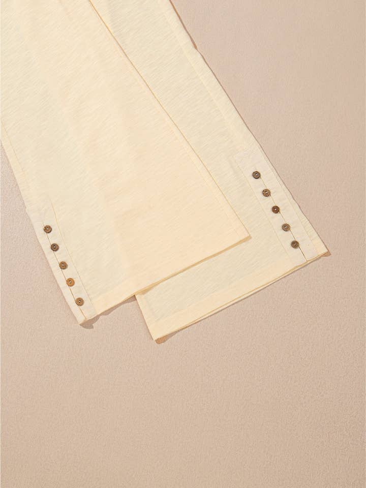 Beige Solid Tank and Smocked Pants Summer Set for wholesale on Faire