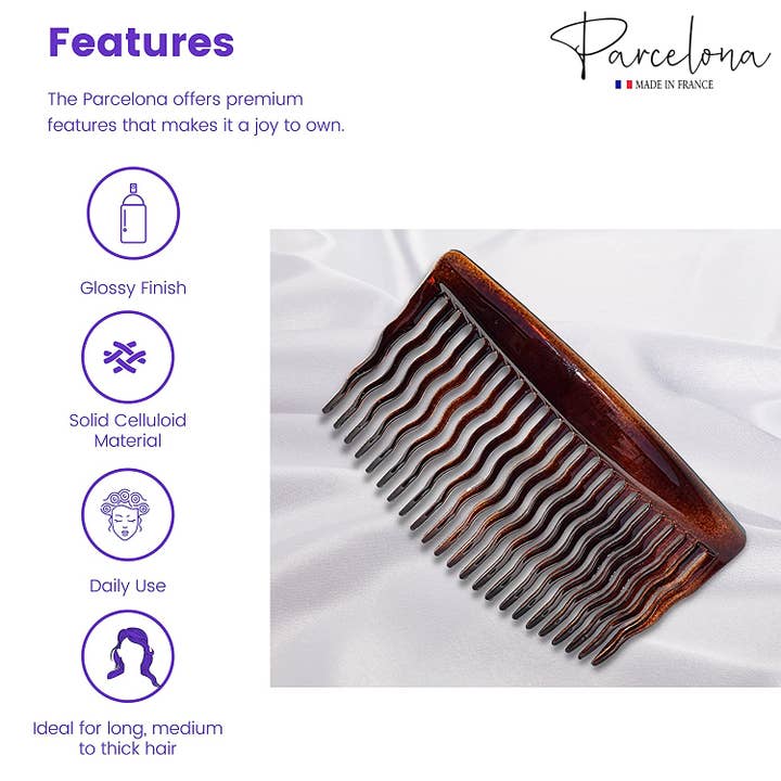 Parcelona - Wholesale Hair Brush/Comb - Parcelona French Zig Zag Small Celluloid Acetate 23 Teeth Side Hair Combs(2 Pcs)1