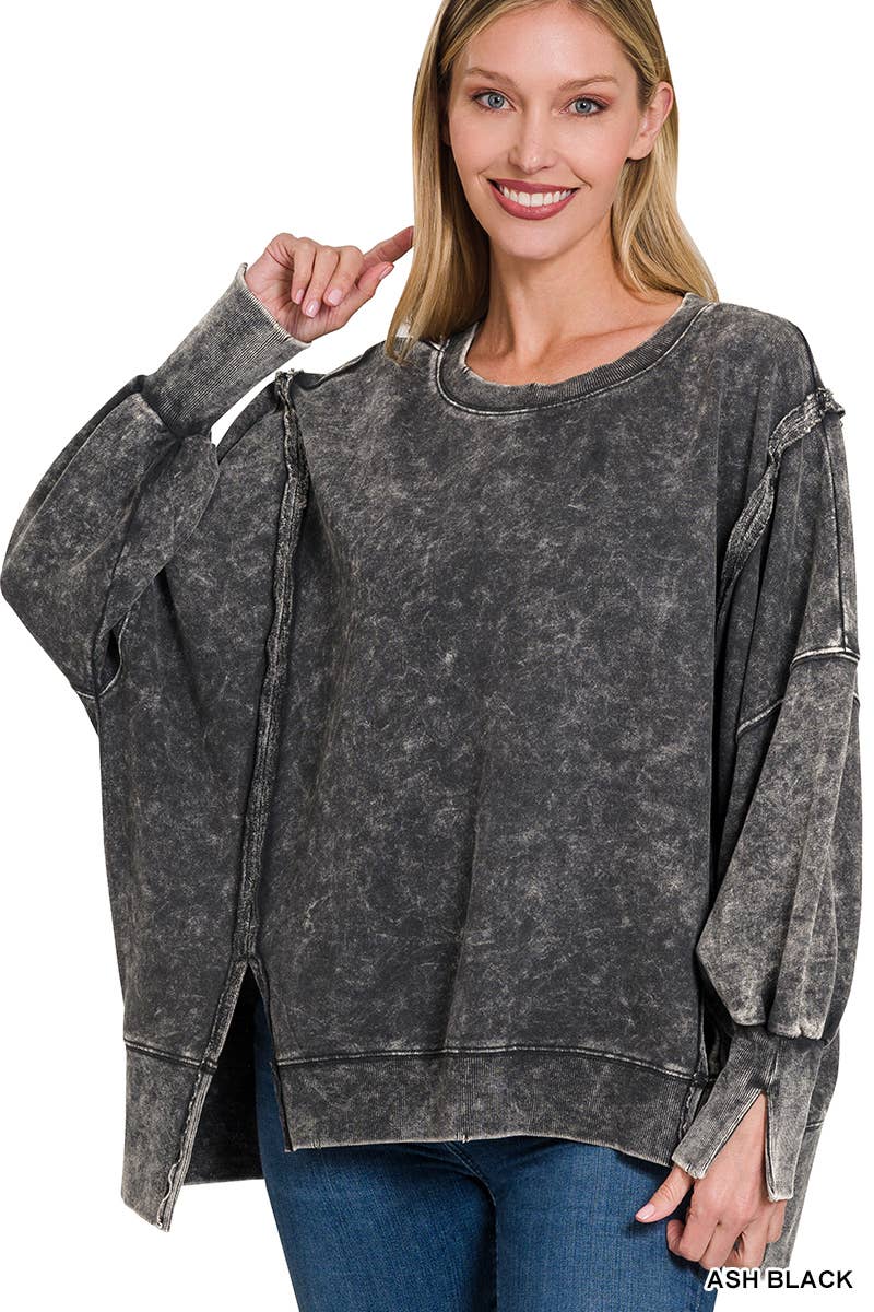 42POPS - Wholesale Sweatshirt - Women's - Split Cuff Washed Oversized Sweatshirt36