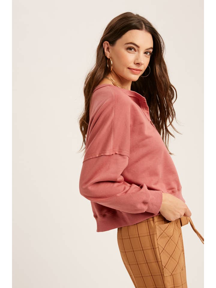 Listicle - Wholesale Knit Top - Women's - Henley Button Soft Knit Top LT11125