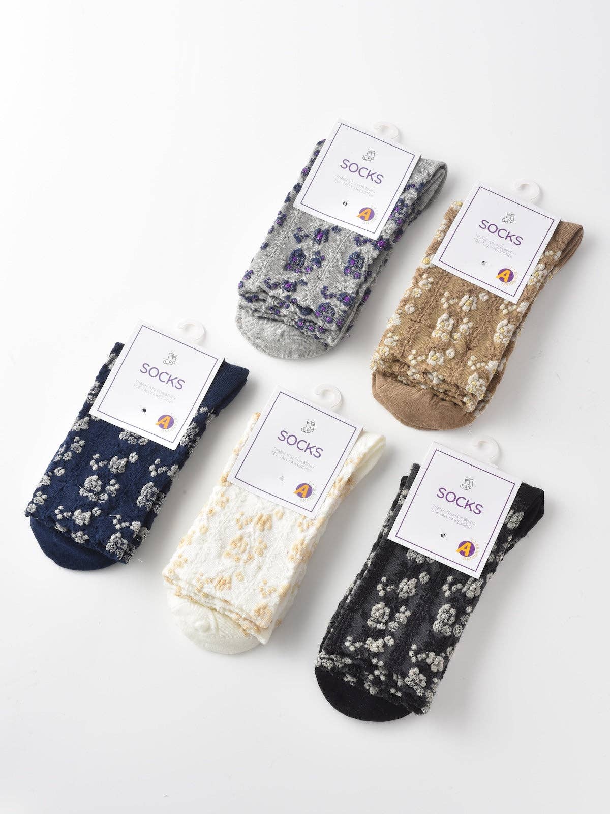 Funkyrel® Atzbranding Limited – wholesale Strumpor - Dam – Rufia - Vintage blommiga strumpor i hovstil, mid-vad längd14