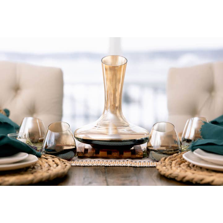 Jeanne Fitz - Wholesale Decanter - Slant Collection Wine Decanter + 4 Stemless Wine Glasses Set