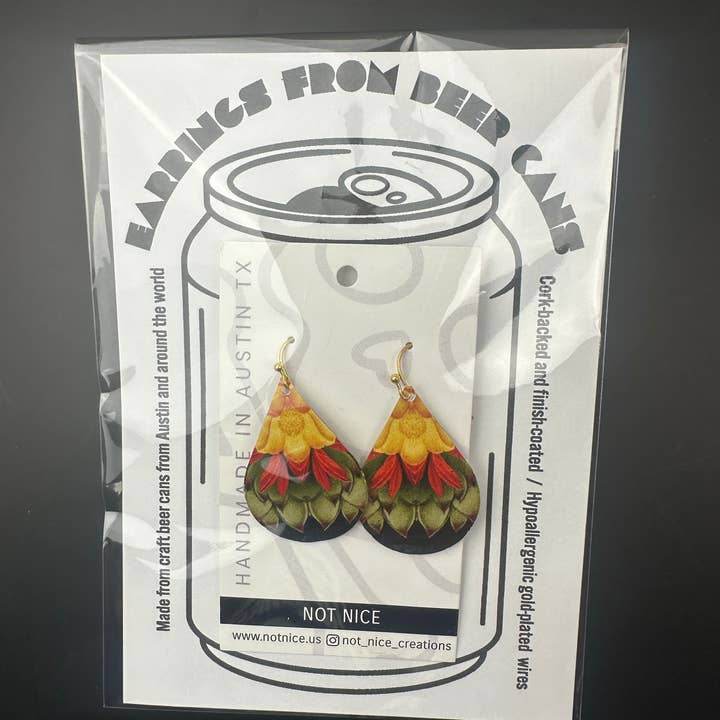 Not Nice - Wholesale Dangle Earrings - Mixed Set of 12 Upcycled Craft Beverage Can Dangle Earrings4