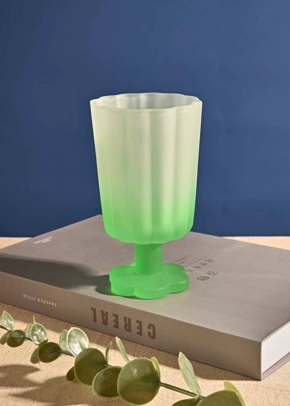 INSPECIAL HOME - Wholesale Wine Glass - MouthBlown Whimsical Petal Colored Wine Glasses - Case of 107