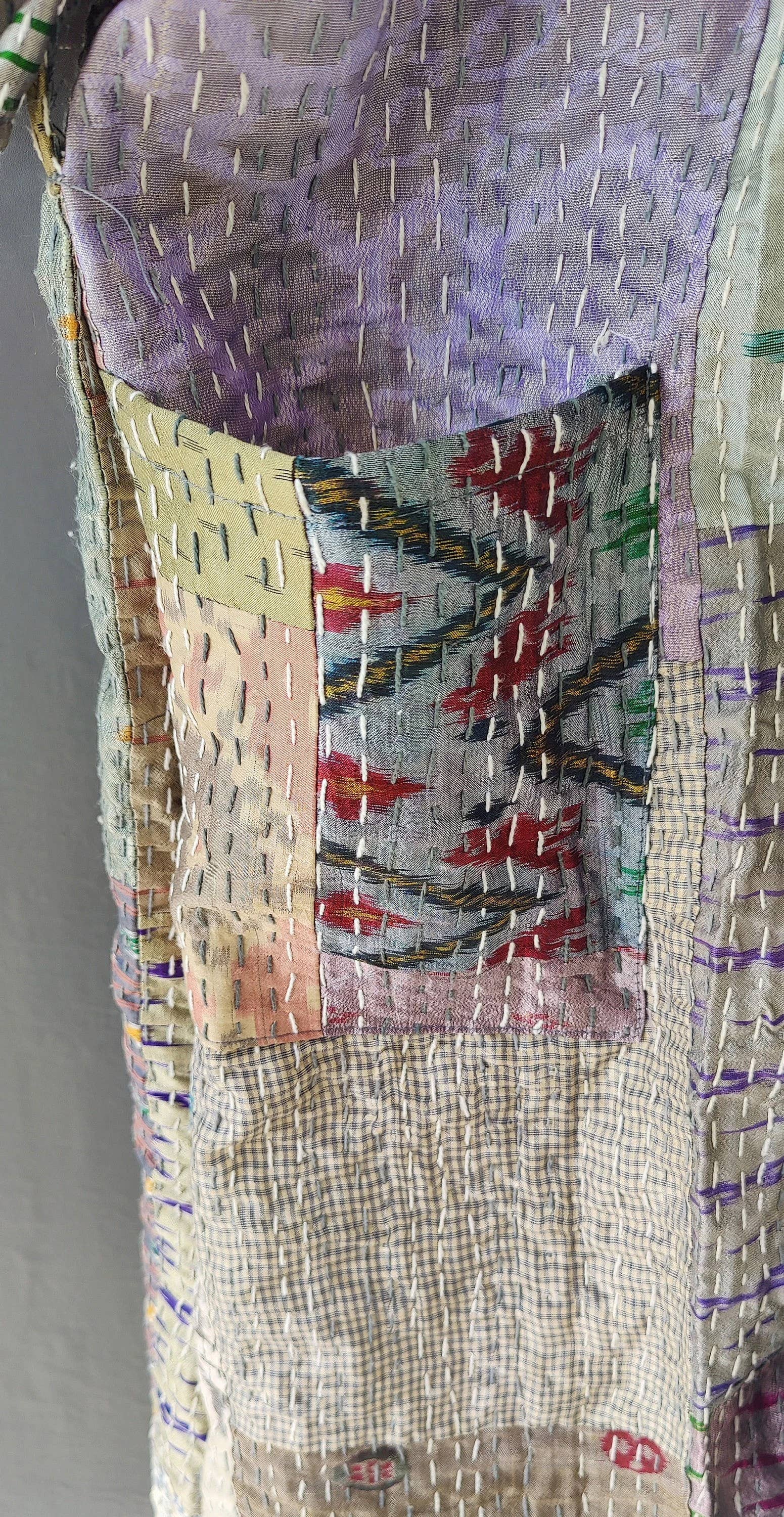 bhavnas boutique - Wholesale Robe - Women's - Silk Gray patola Kantha Quilt Jacket Women Bath Robe1