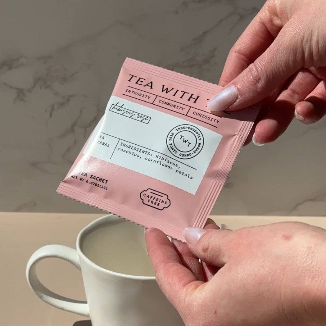 Tea with Tae - Vente Sachets de thé - Tisane Hibiscus Rose - Sachet de thé individuel emballé1