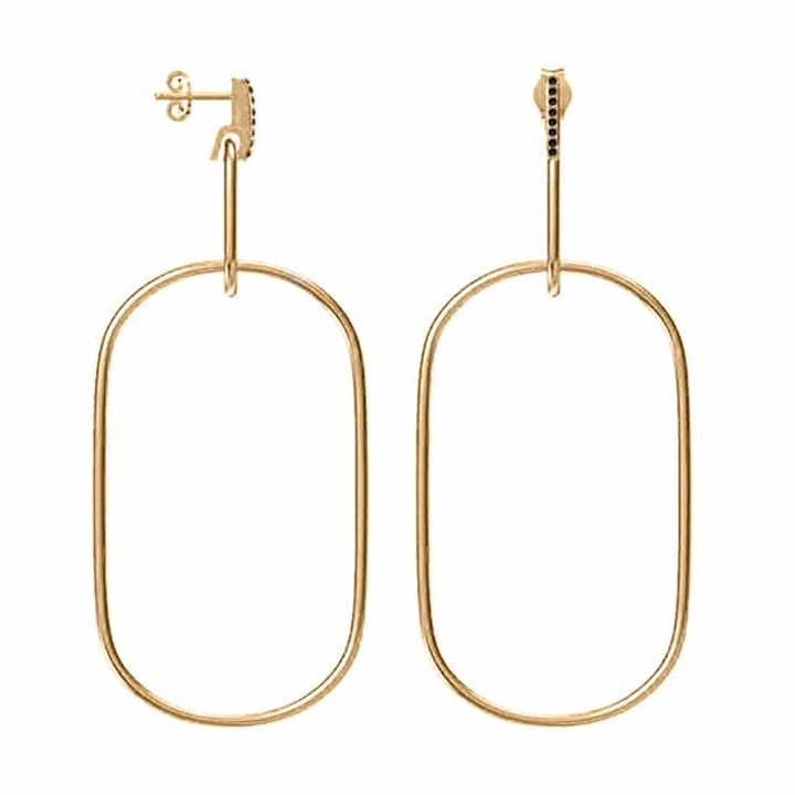 Olga earrings set with black zirconiums for wholesale by ORUS BIJOUX