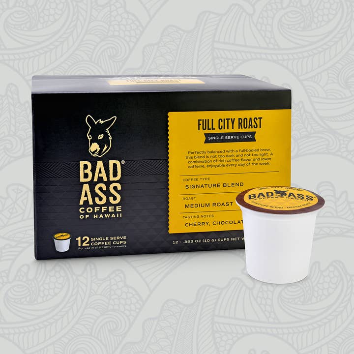 Bad Ass Coffee of Hawaii - Wholesale Coffee Pods - Single Serve Cups | Signature Blend Full City Roast 12-pack0