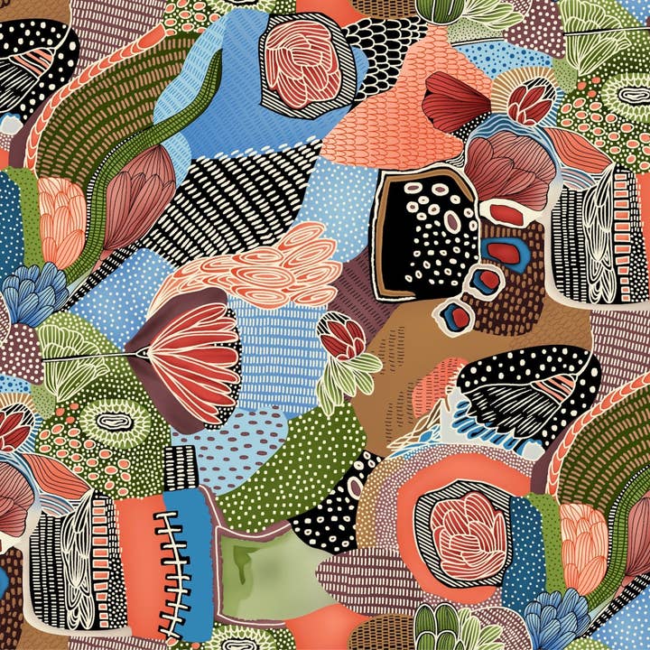 Abstracte vormen en bloemen behang, naadloos patroon muurschildering, oversized op maat gemaakte wandkunst, niet-geweven, niet-klevend, modern behang, verwijderbaar voor wholesale door Walloro Luxury Embossed Wallpaper