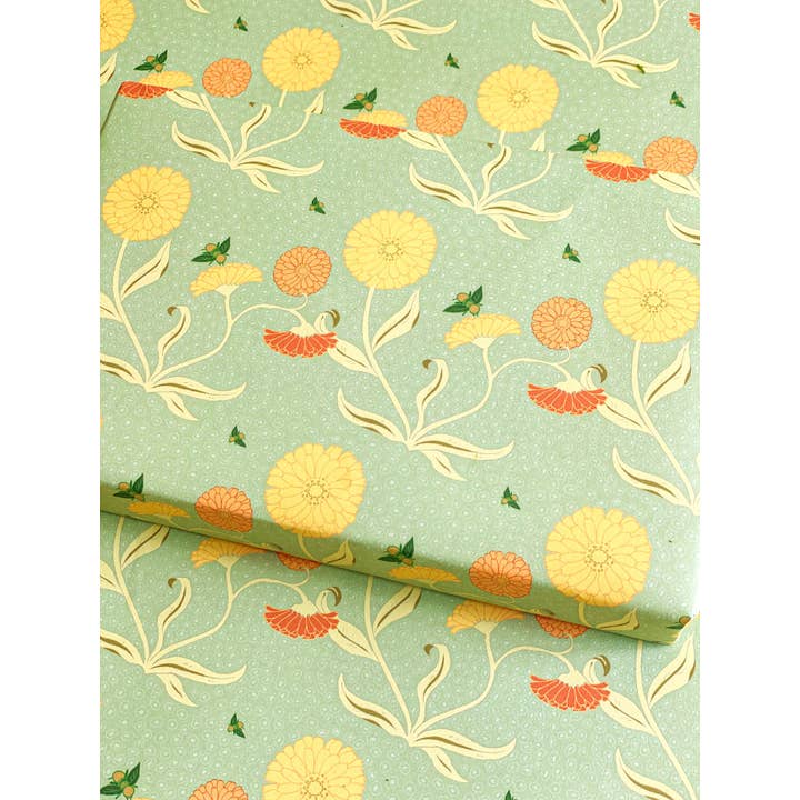 re:mused studio - Wholesale Flat Wrap - Calendula Gift Wrap Sheet-Double Sided14