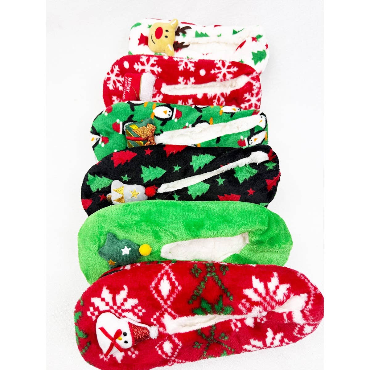 MIX COLOR Christmas Design Fuzzy Slippers for wholesale on Faire4