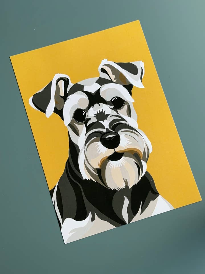 Schnauzer art print - A4 - dog illustration for wholesale by That’s Nacho Doodles