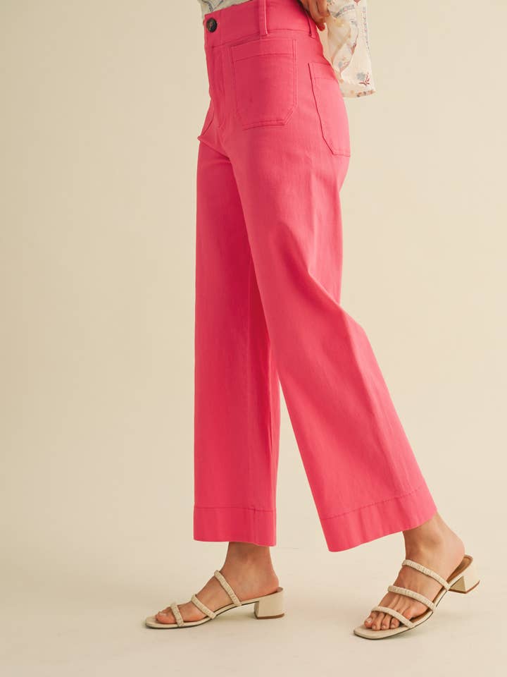 &MERCI - Wholesale Pants - Women's - HIGH WAIST CROPPED WIDE LEG PANTS MP3303