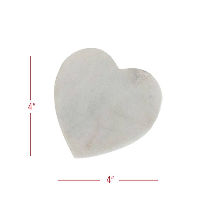 Foreside Home & Garden - Wholesale Coasters - Set 4 Heart Coasters White Marble & Jute