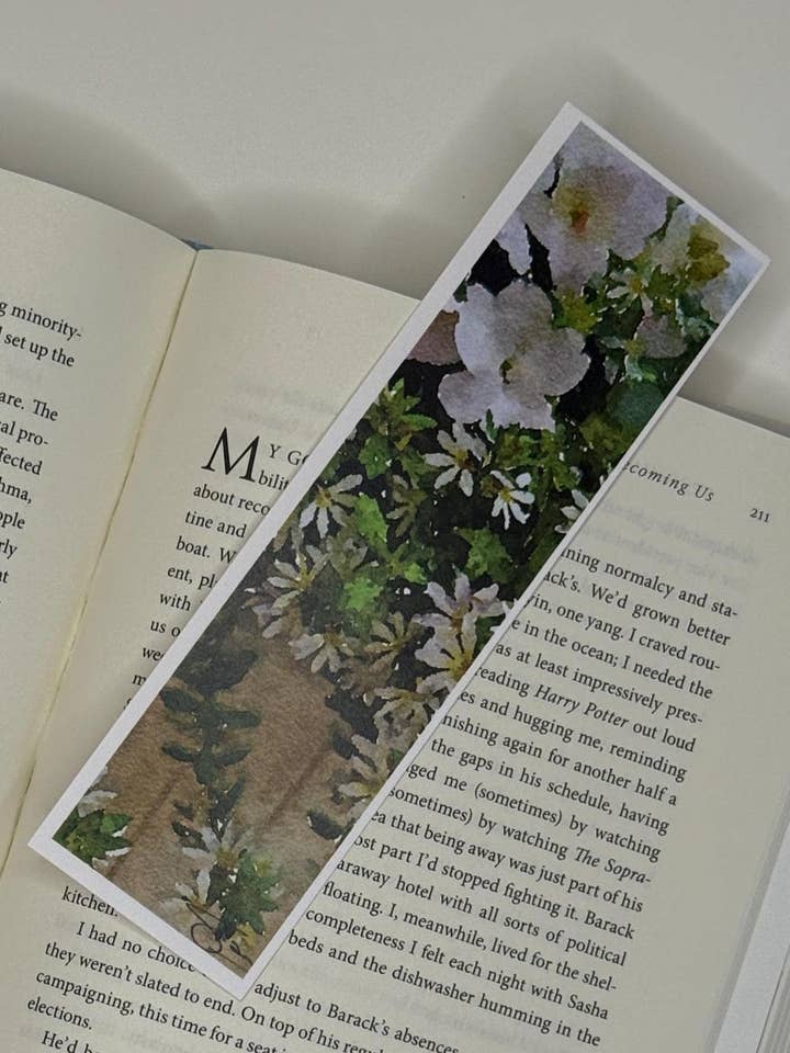 Watercolor White Blossom Floral Art Bookmark for wholesale by Created SO!