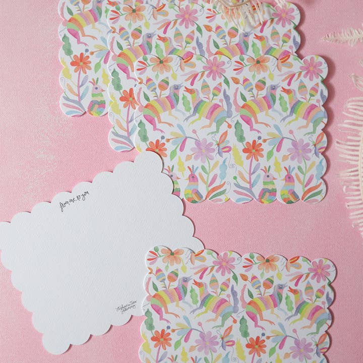 Otami print notecard set of 12, bright colorful stationery for wholesale by Stephanie Tara Stationery