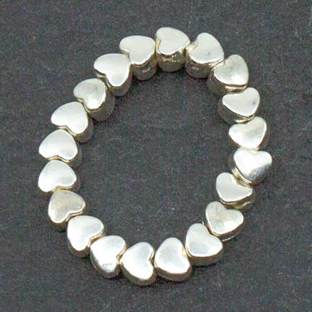 Elasticated Heart Ring In Silver Plate for wholesale by Suzie Blue Canada