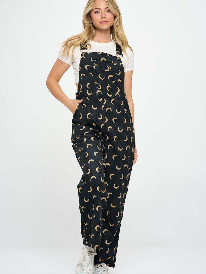 HALF MOON PRINT CORDUROY OVERALLS for wholesale by SM WARDROBE