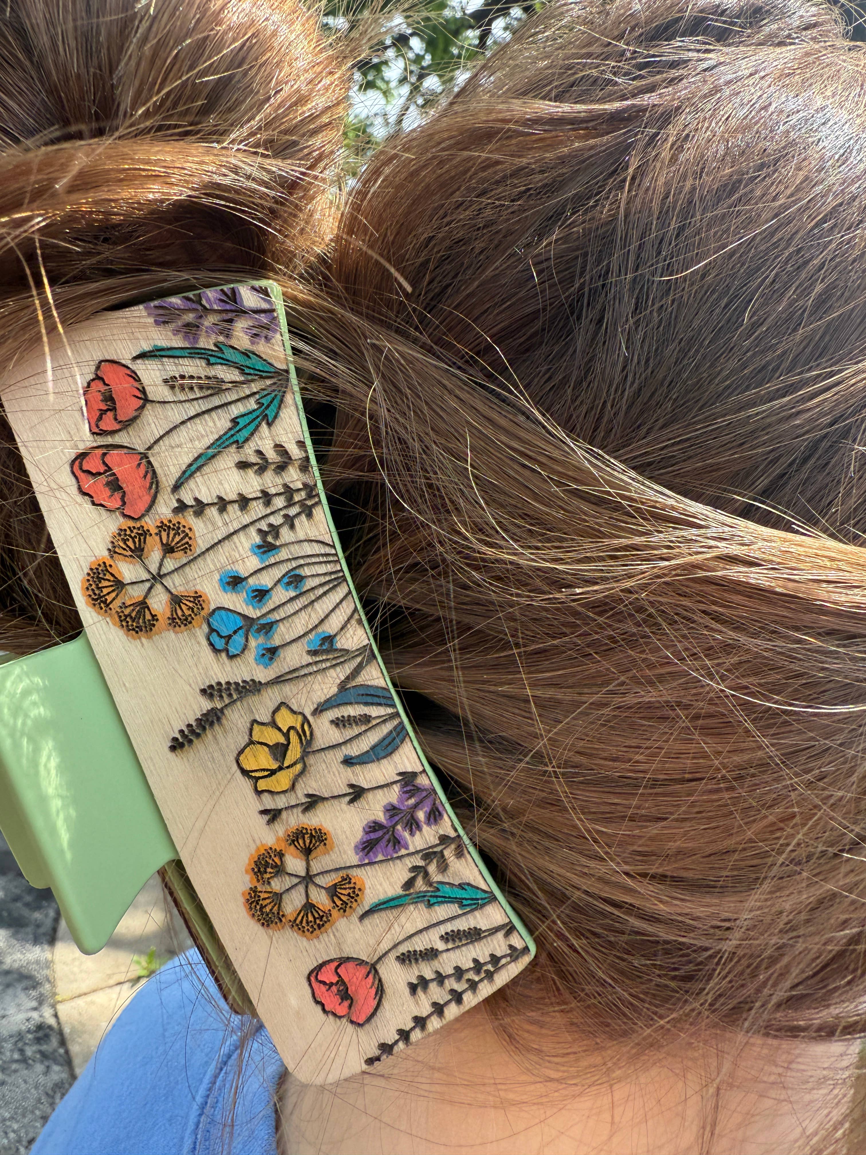 National Parks and Beyond - Wholesale Hair Clip - Women's - Flower Garden Wooden Claw Hair Clips in 2”, 4”, 5 inch9