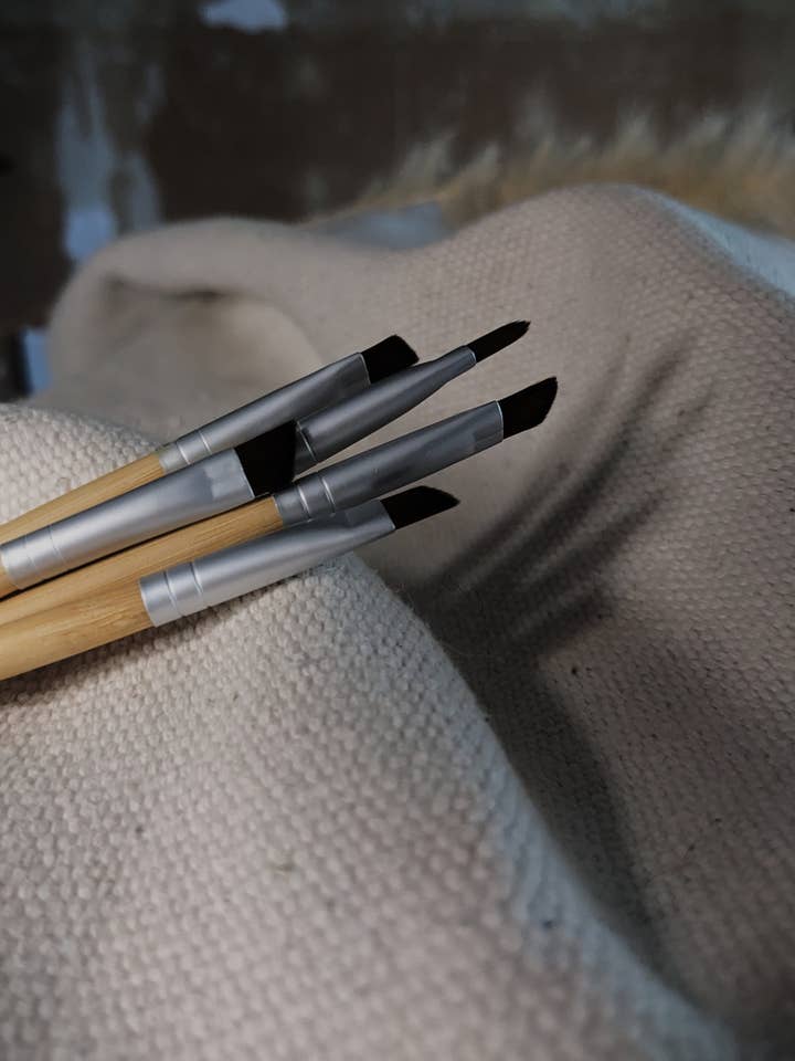 Wood Handled Angled Brow/Eyeliner Brush for wholesale by ECO Estie Co.