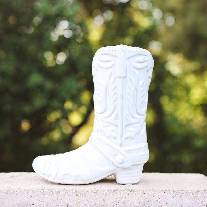 Flora Bunda Inc - Wholesale Vase - Ivory Ceramic Cow Girl Boot Vase5