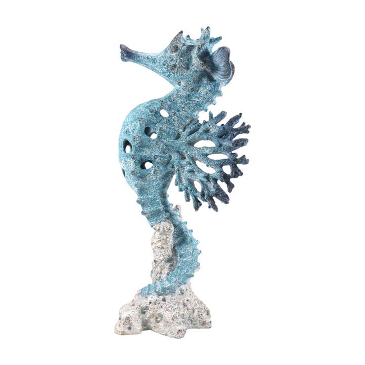 40cm Seahorse with Blue & White Coral Design for wholesale by Cubby House by Malmar