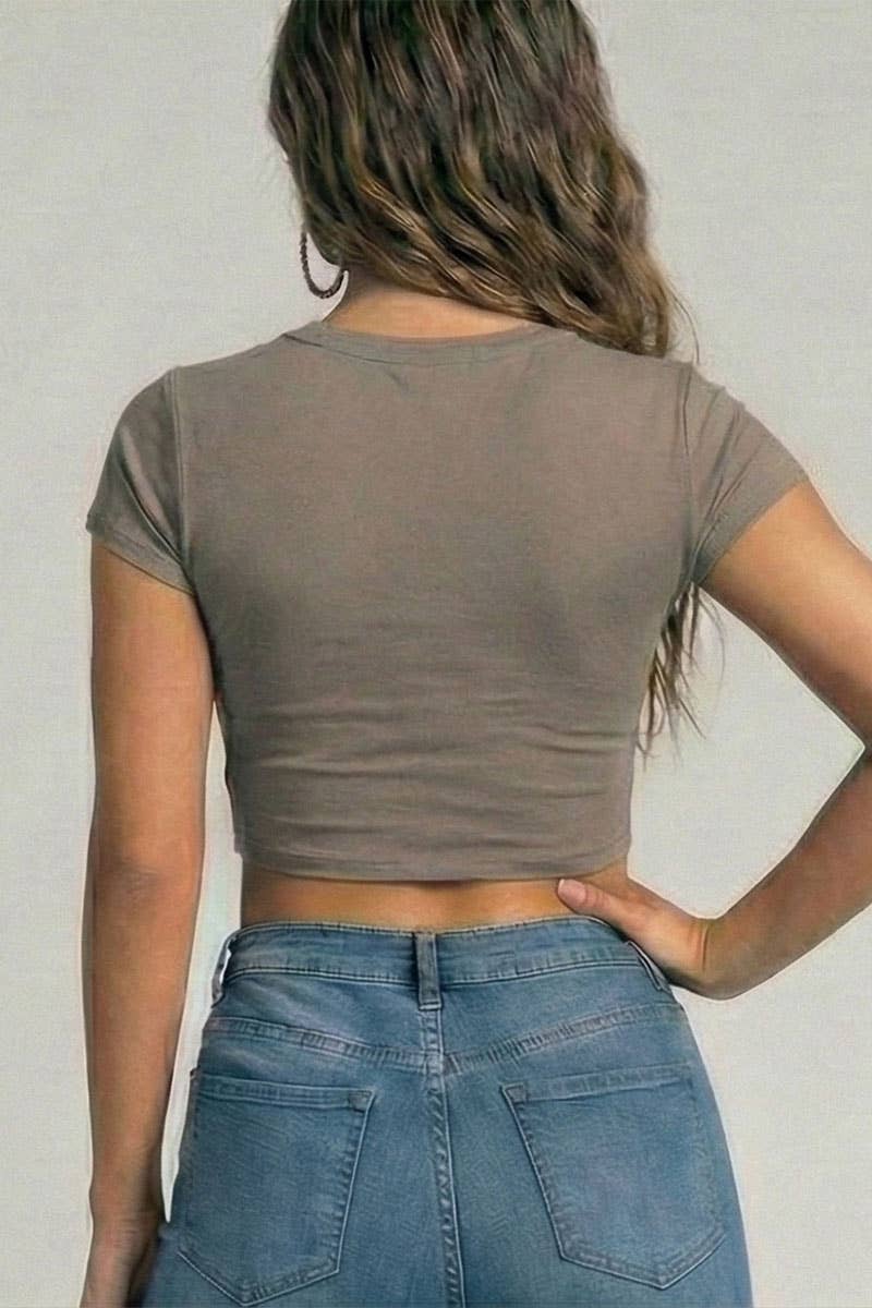 CAPELLA APPAREL - Wholesale Knit Top - Women's - Short Sleeve Roundneck Crop Top42