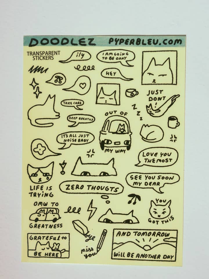 Doodlez & Silly Thoughts Sticker Sheet for wholesale by PYPERBLEU