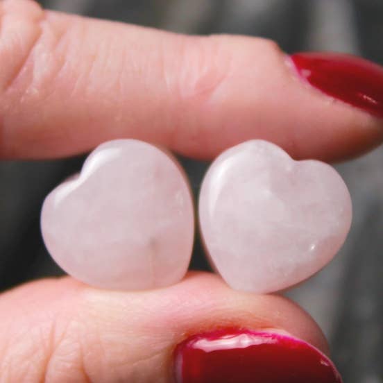 EC Plugs and Gems - Wholesale Gauge/Plug Earrings - Rose Quartz Stone Heart Plugs1