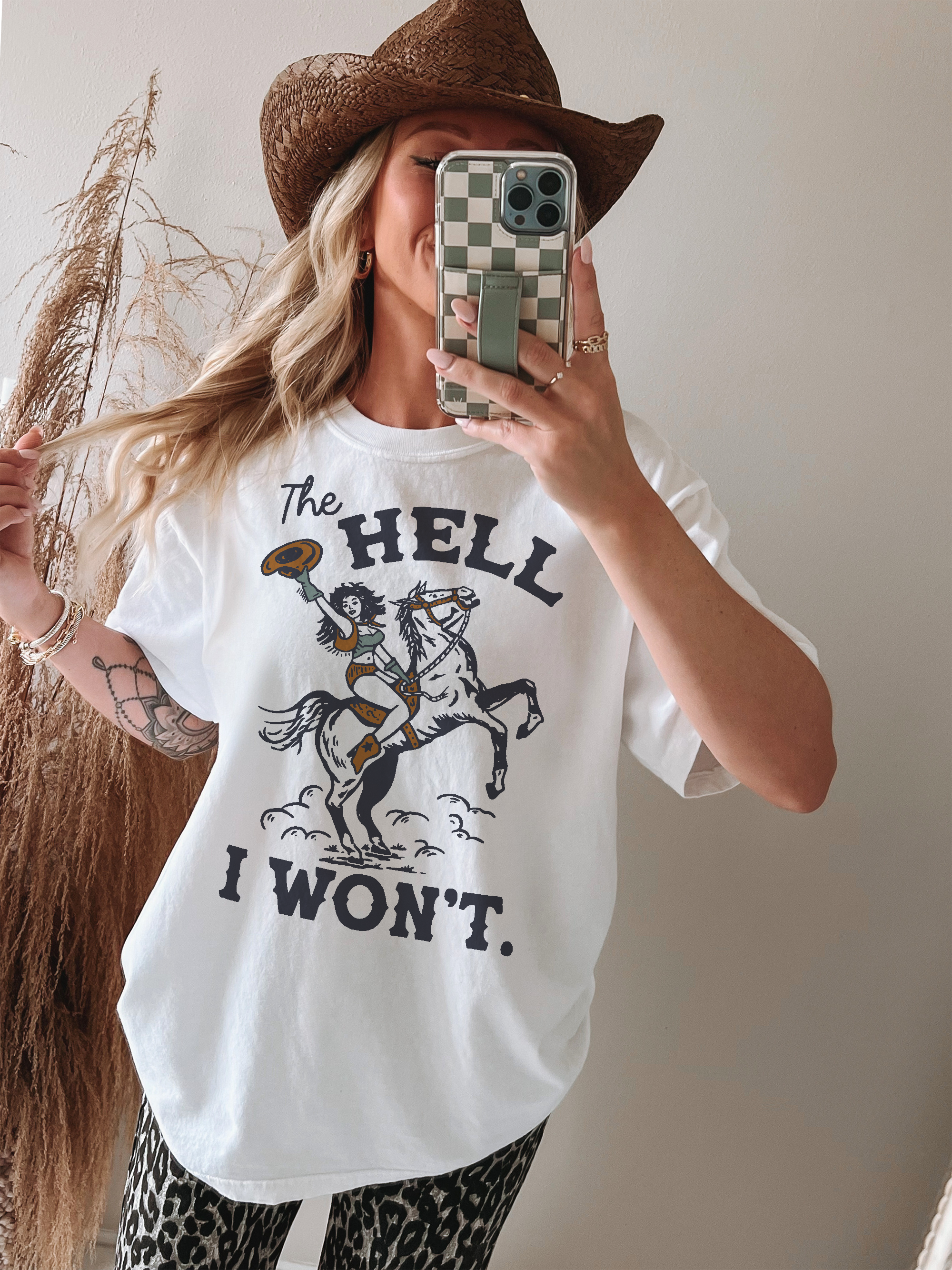 Alley & Rae - Wholesale T-Shirt (Graphic) - Women's - The Hell I Won't Heavyweight Western Cowgirl Tee6