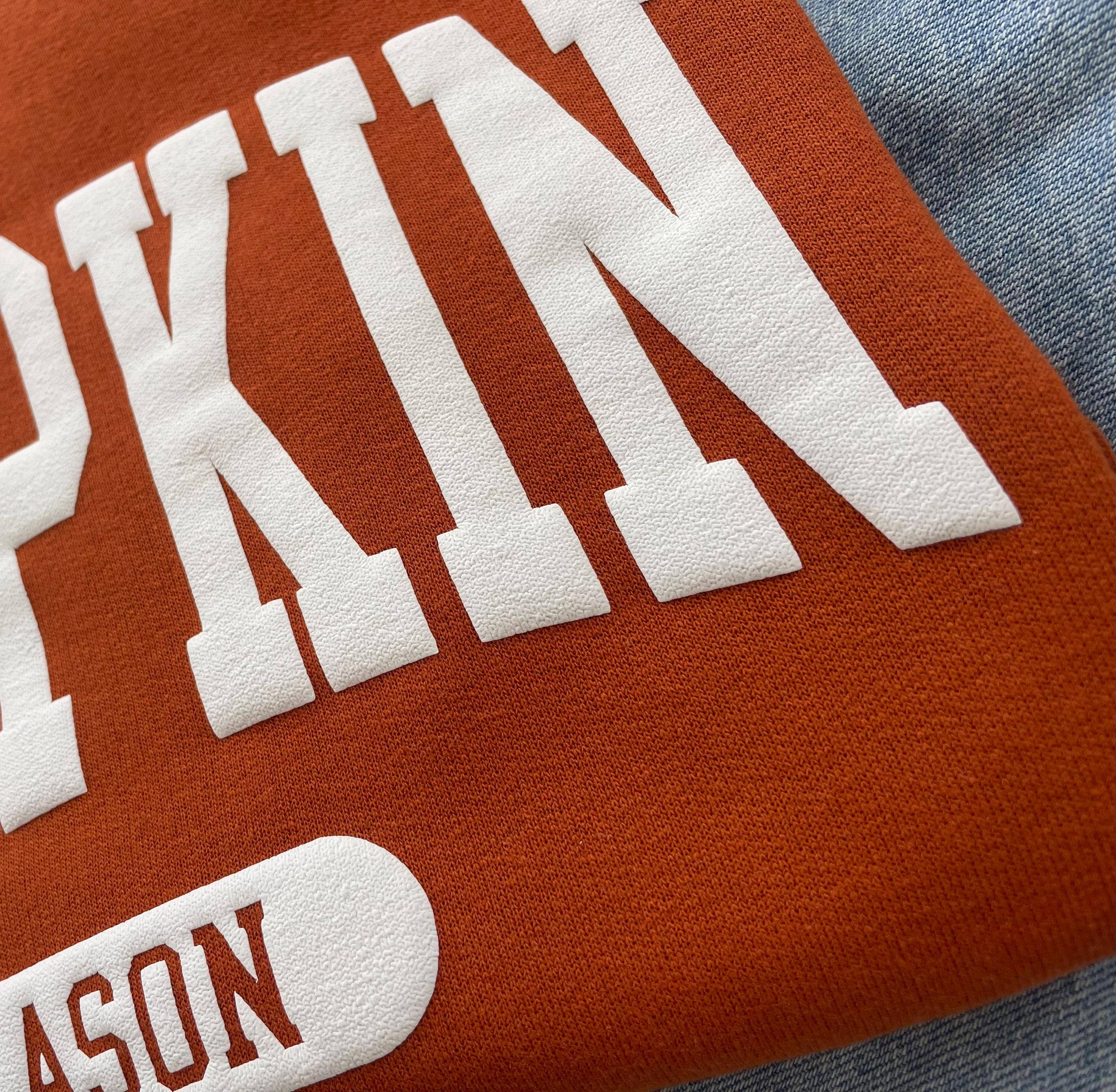 Rust Embossed Fall Pumpkin Season Crewneck Sweatshirt for wholesale on Faire4