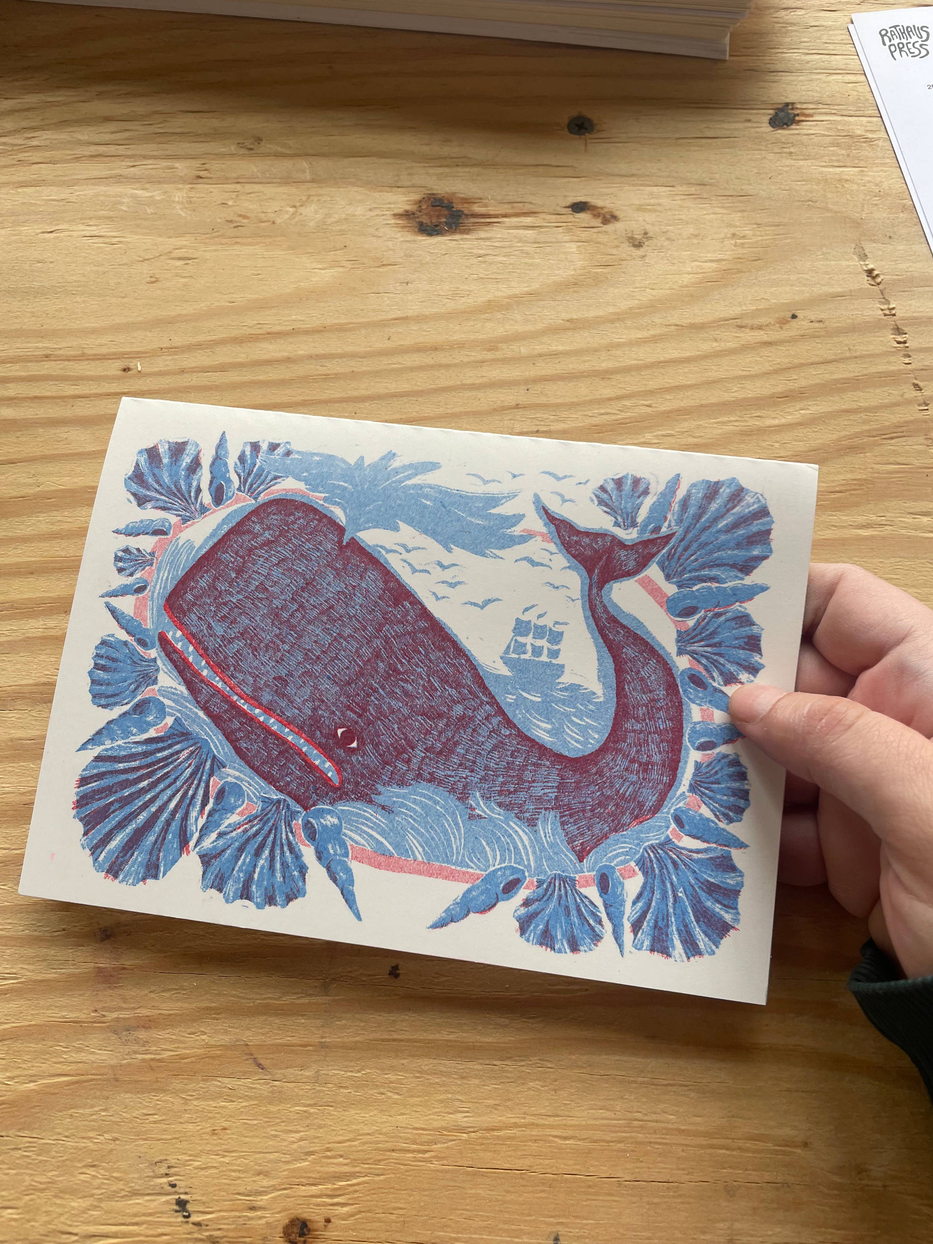 Lillian Melcher – Cartão de saudação diária por atacado – Cartão Baleia Sonhadora3