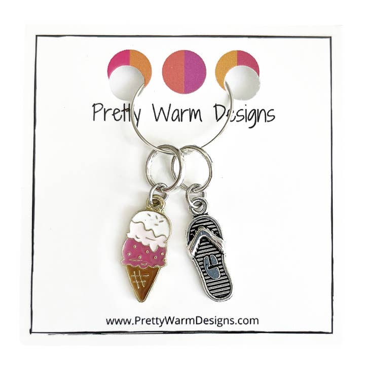 Ice Cream + Flip Flop Summer Stitch Markers for Knitting for wholesale by Pretty Warm Designs