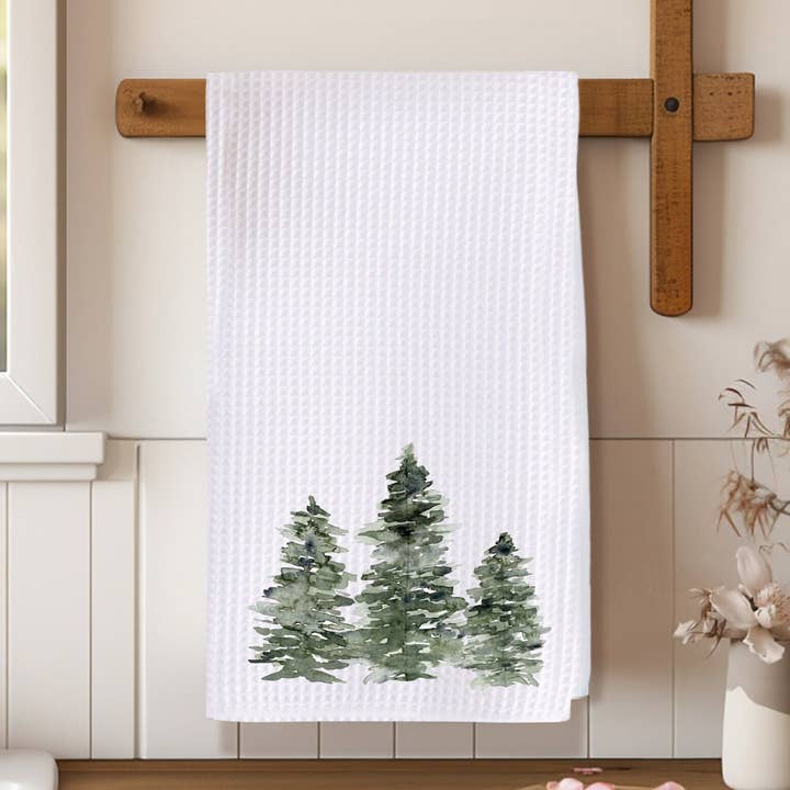 Evergreen Tree Hand Towel, Nature-Inspired Kitchen Accent for wholesale by Fernville Creations
