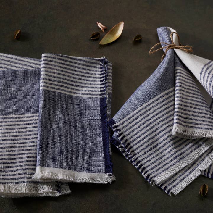 Rich Home Linens – wholesale Middags- och tygservett – Bomullsrandiga servetter - 18 ”kvm uppsättning med 4 servetter 2