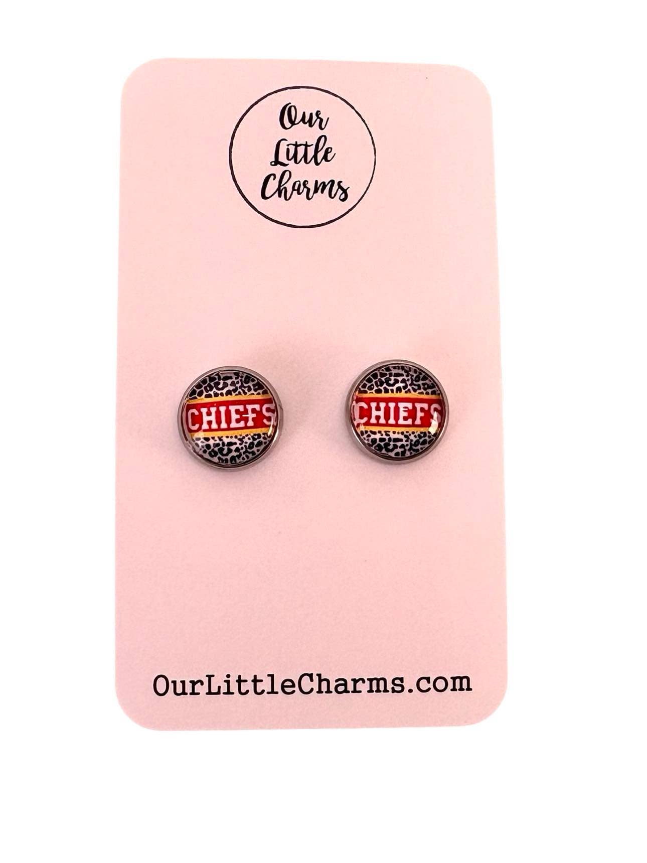 Our Little Charms - Wholesale Stud/Post Earrings - Chiefs Football Stud Earrings